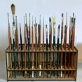 thumbnail image 3 of Holloyiver Wooden Paint Brush Holder for 67 Brushes, Desk Stand Paintbrush Organizer, Holding Rack for Pens, Paint Brushes, Colored Pencils, Markers, 3 of 9