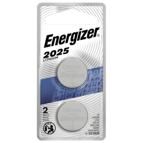 Energizer CR2025 Coin Batteries (2 Pack), 2025 3V Lithium Batteries, Long-Lasting Power Compatible with Key Fobs, Watches and more