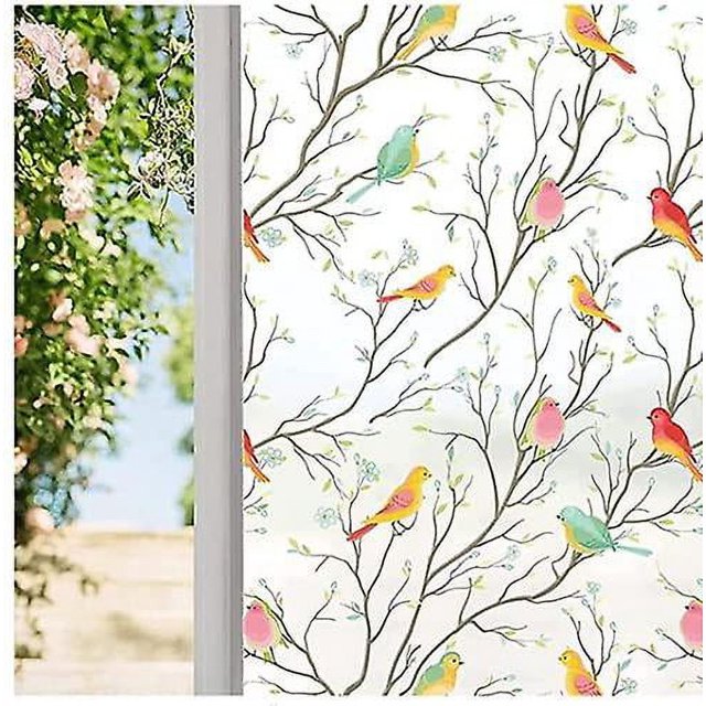 Película de ventana Toally transparente, película opaca no adhesiva para ventana de pájaro, película de vidrio decorativa, película protectora estática, pegatinas para ventana de pájaro ER