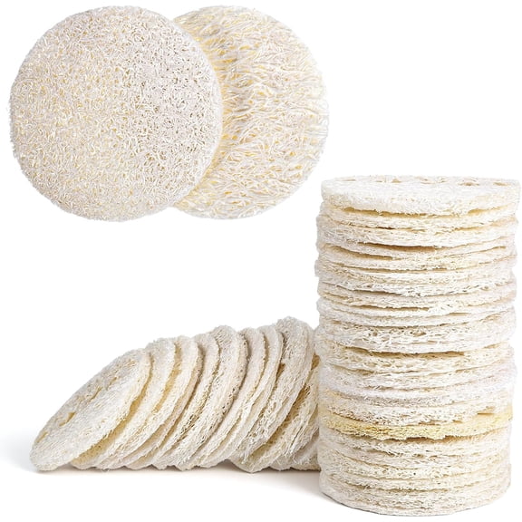 25 PCS Natural Loofah Exfoliating Face Scrub Pads, 2.36in Face Body Scrub Pads, Loofa Sponges Facial Exfoliating Pads for Makeup & Dead Skin Removal, Cleansing Skin for Women and Men