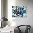 thumbnail image 4 of HENGT Canvas Print Wall Art Striped with Imprint &amp; Shells Marine Life Ocean Wood Panels Modern Art Nautical Colorful Multicolor Ultra for Living Room, Bedroom, Office, 4 of 6
