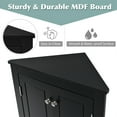 thumbnail image 4 of Triangle Bathroom Storage Cabinet, Wooden Corner Freestanding Floor Cabinet Cupboard with 2 Door and Adjustable Shelves, Multifunctional Buffet Sideboard Console Table for Living Room Bedroom, Black, 4 of 7