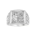 thumbnail image 1 of RYLOS Men's Rings Sterling Silver Rings Lucky Nugget Horse Head 6X4MM Oval Gemstone & Diamond Ring White Topaz April Birthstone Rings For Men Size 10, 1 of 7