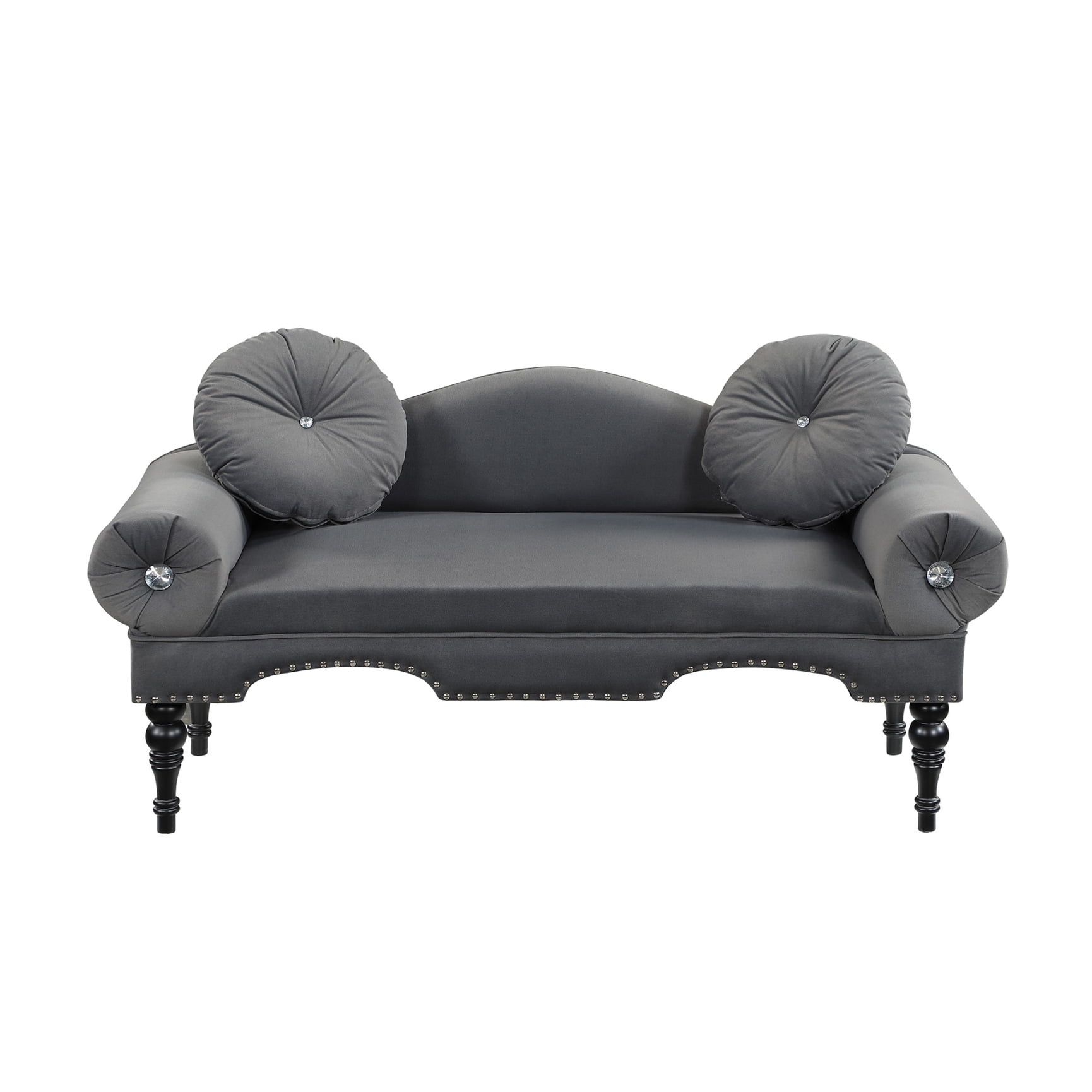 Loveseat Sofa, Velvet Upholstered 2 Seater Couch Settee with 2 Round Pillows, Modern Love Seat
