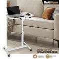 thumbnail image 3 of MoNiBloom Mobile Laptop Desk Standing Desk with Wheels & Tilting Tabletop, Height Adjustable Sit Stand Computer Workstation, White, 3 of 12