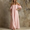 thumbnail image 4 of Guieoi Shift Dresses for Women 2026 Fall Off-Shoulder 3/4 Sleeve Maxi Dress with Pockets and Full Dress Pink L, 4 of 5