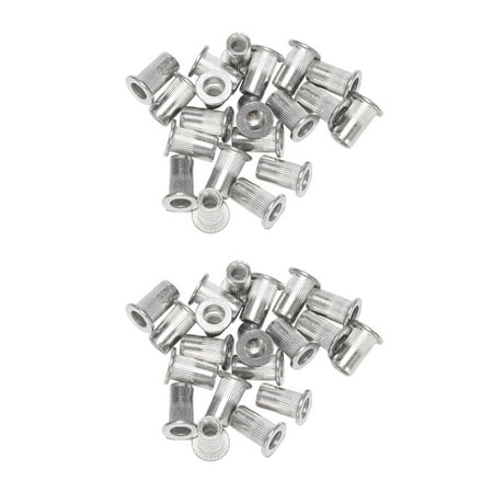 

Aluminum Flat Head Nut Insert Nuts Silver Tone 40Pcs