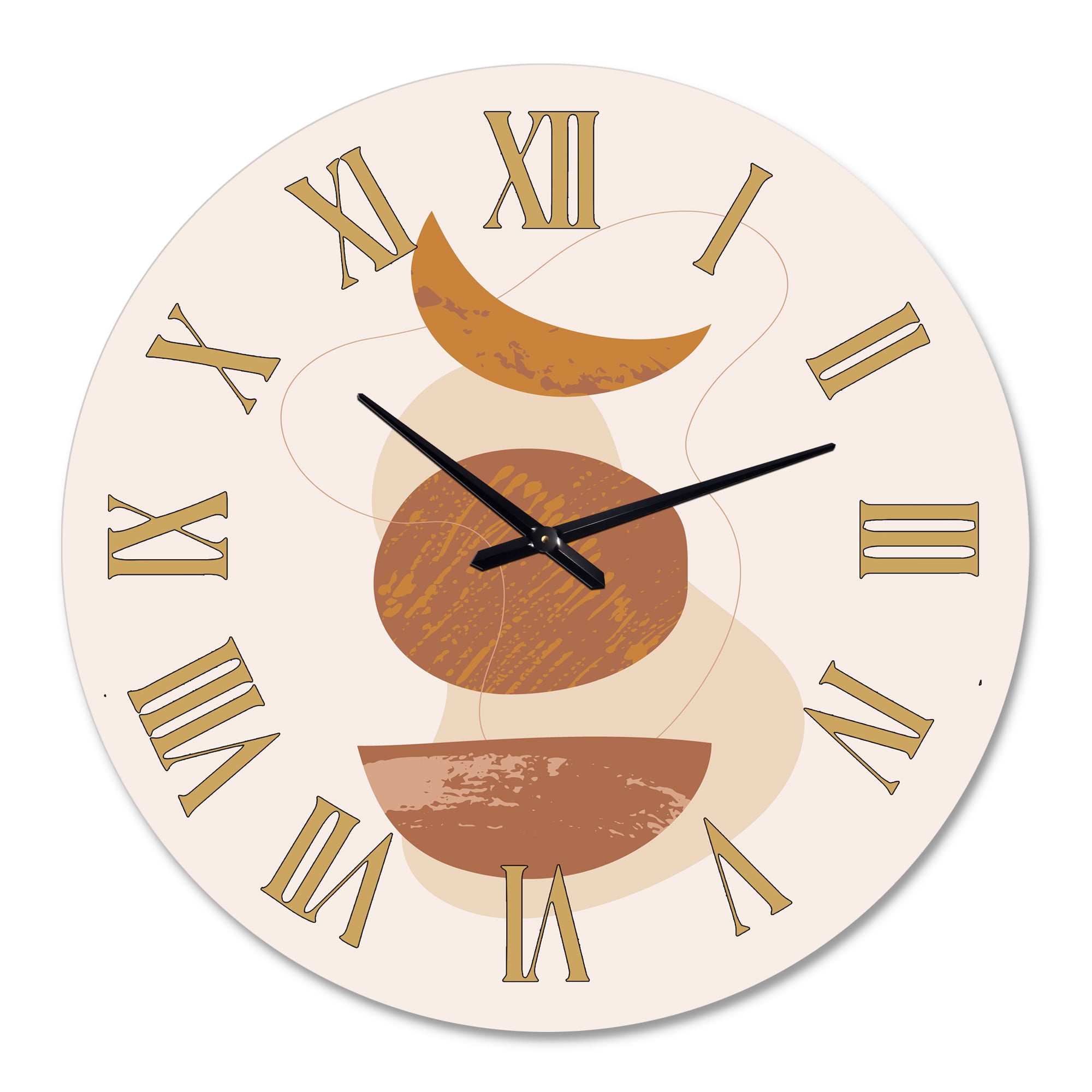 Designart 'Moon And Sun Shapes In Retro Terracotta Tones I' Modern Wall Clock