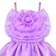 thumbnail image 4 of Girls Dress Purple Rose Flower Ruffle Sleeveless Strap Formal Party 6 Years, 4 of 6