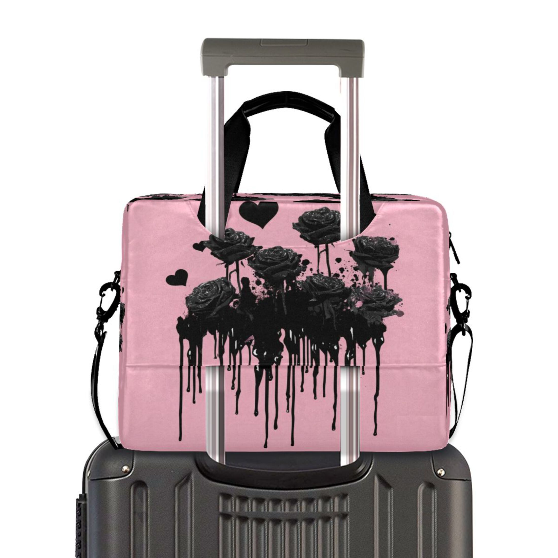 16" Laptop Tote Bag Laptop Sleeve Case Computer Briefcase for Work & Travel Black Roses