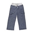 thumbnail image 4 of Kidsy Boys Casual Denim-Looking Pants – Knee Patches, Soft Cotton, Pull-On/Drawstring Closure, Dark Denim, 3, 4 of 5