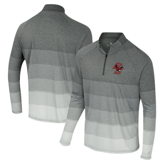 Men's Colosseum Gray Boston College Eagles AI Striped Mesh Quarter-Zip Raglan Windshirt