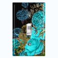 thumbnail image 1 of Metal Light Switch Plate Cover Elegant Antique Pinstripe Teal Floral Tile FLW082, 1 of 13