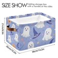 thumbnail image 4 of Yayeee 2 Pack Canvas Storage Basket with Handles for Shelves Fabric Bins Closet Organizer, Blue Halloween, 4 of 8