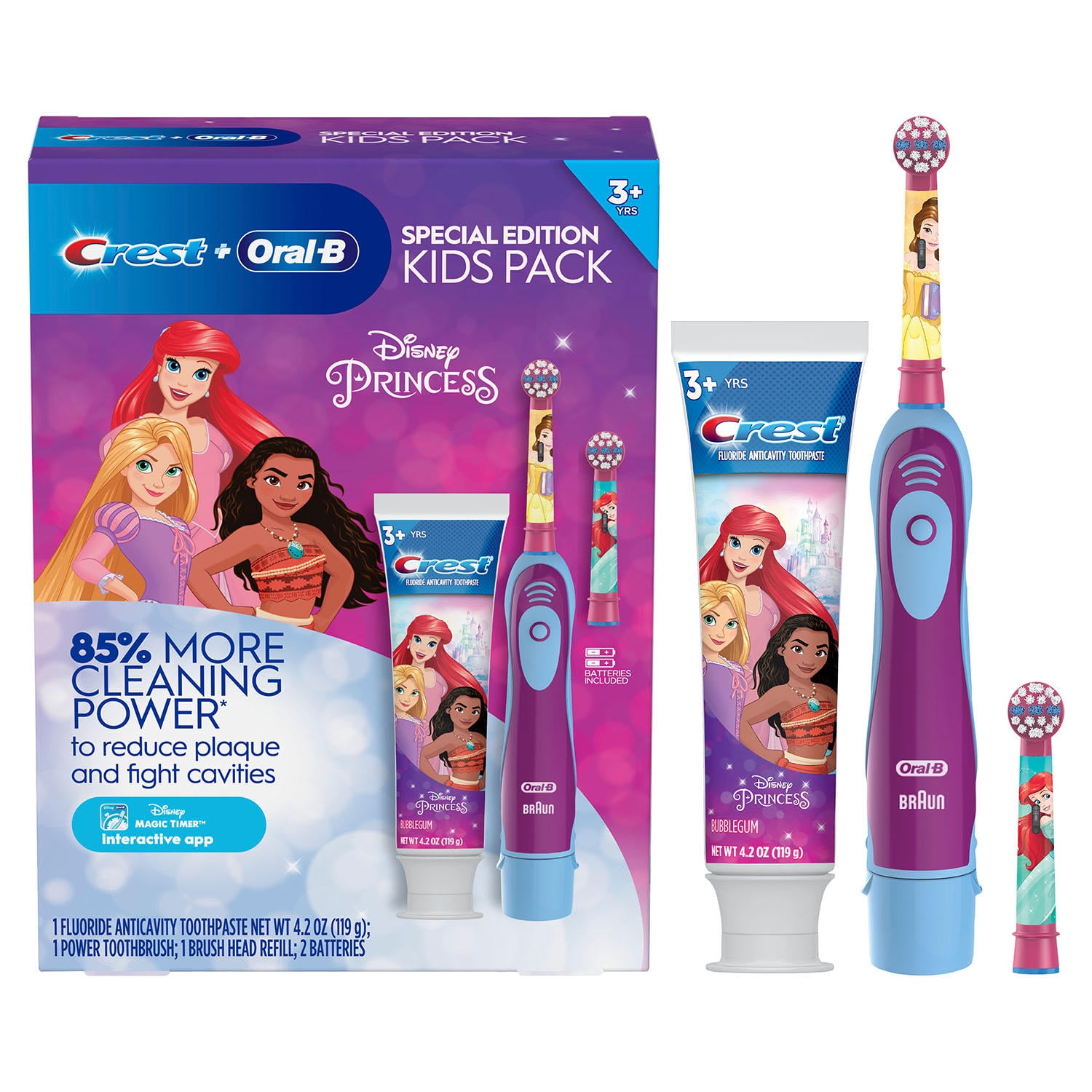 Oral-B Kids Electric Battery Princess Toothbrush + Crest Kids Paste ...