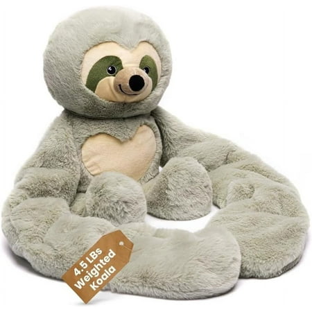 Plushland Original 5lbs Weighted Stuffed Animals Plush Toys with Long Arms, Giant Plushies Pillow Hugging Toy Gifts with Bean Bag for Kids and Adults (Sloth)
