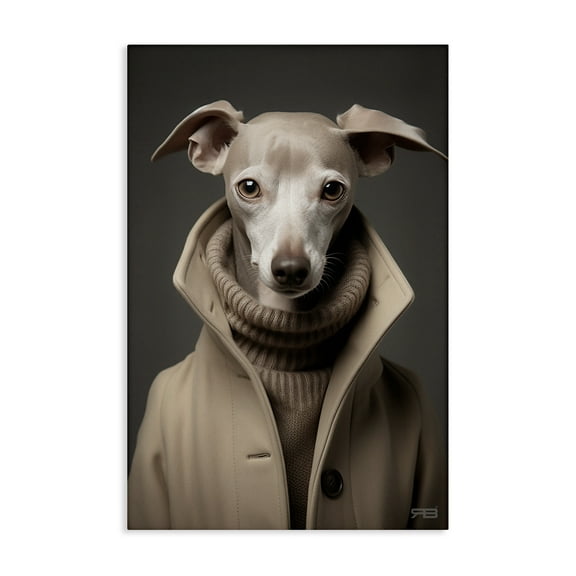 Stupell Industries Chic Fashion Greyhound Animals & Insects Painting Gallery Wrapped Canvas Art Print Wall Art, 16 x 24