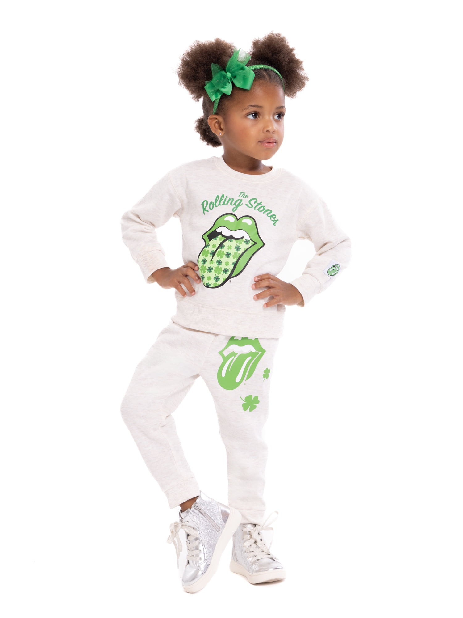 Rolling Stones Toddlers' St. Patrick's Day Graphic Sweatshirt and Jogger Pants Set, 2-Piece, Sizes 12M - 5T