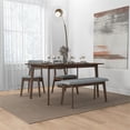 thumbnail image 4 of Alberta Modern Solid Wood Walnut Kitchen & Dining Room 4 Piece Furniture Set, 4 of 7