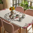 thumbnail image 3 of Pink Roses Table Cloths for 5 Foot Rectangle Tables, Spring Horseshoes Floral Leaves Rustic Patio Waterproof Elastic Fitted Tablecloths, Washable Rectangular Table Cover for Camping, 3 of 8