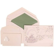 JAM Paper Wedding Invitation Combo Set, 1 Large & 1 Small, Colorful Princess Set, Purple Card with Sage Green Lined Envelope,100/pack