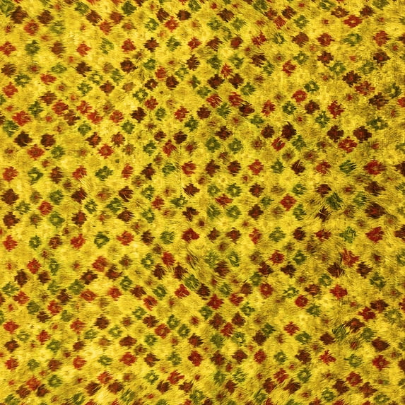 Ahgly Company Indoor Square Abstract Yellow Modern Area Rugs, 6' Square