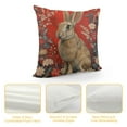 thumbnail image 4 of Nawypu Decorative Pillow Covers Rabbit with Flowers in A Red Background Satin Modern Cushion Case Vintage Farmhouse Bunny Throw Pillows Covers Cushion Case for Sofa Couch Hidden Zipper, 4 of 5