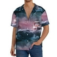 thumbnail image 3 of Disketp Men's Hawaiian Boat Lighthouse Storm Waves Print Shirts Button Down Holiday Beach Shirts-Small, 3 of 7