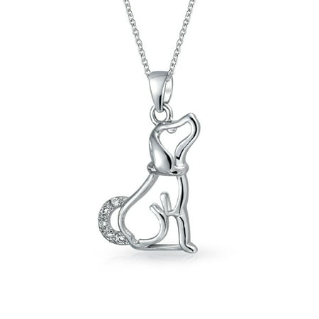 BFF Best Friend CZ Accent Loyal Puppy Pet Dog Pendant Necklace For Women For Teen Silver
