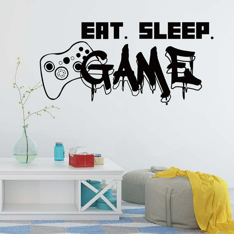 Eat Sleep Game Gamepad wall sticker Boys Play Room Bedroom living room home  decoration mural wall stickers decals wallpaper