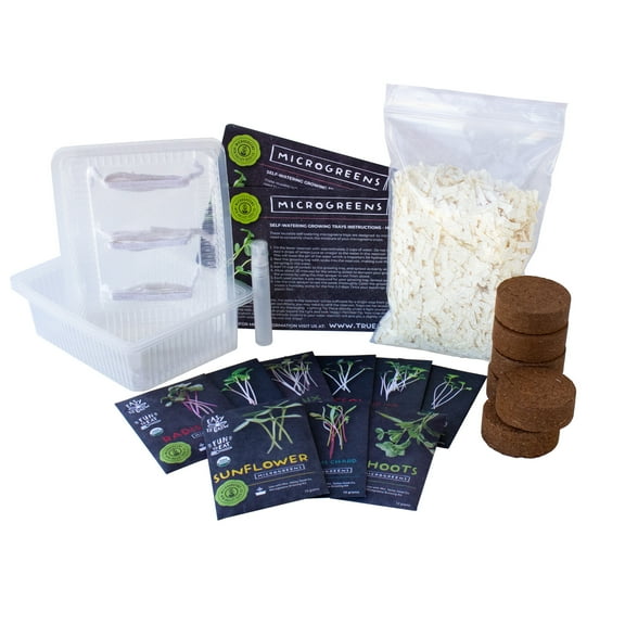 Self Watering Microgreens Kit - Combo Pack - Soil & Hydroponic - Easy Growing & Fun To Eat - Sunflower, Broccoli, Cilantro, Radish, Pea Shoots & More