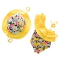 thumbnail image 3 of Toddler Kids Girl Cute and Fun One-Piece Swimsuit with Hat 2pcs Set Bathing Pool Beach Swimwear ( Yellow Flowers, 2T), 3 of 4
