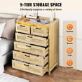 thumbnail image 5 of KFFKFF Rattan 5-Drawer Dresser, Contemporary Wooden Closet Organizer with 5 Compartments, Bohemian Style Rattan Storage Dresser with Robust Handles & Legs, Ideal for Bedroom, Lounge & Corridor, 5 of 10