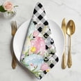 thumbnail image 2 of Spring Easter Flowers Cloth Napkins, Farmhouse Floral Black Buffalo Plaid Washable and Reusable Dinner Napkins Set of 6, Table Napkin for Kitchen Party Birthday Wedding Hotel Housewarming 20"x20", 2 of 9