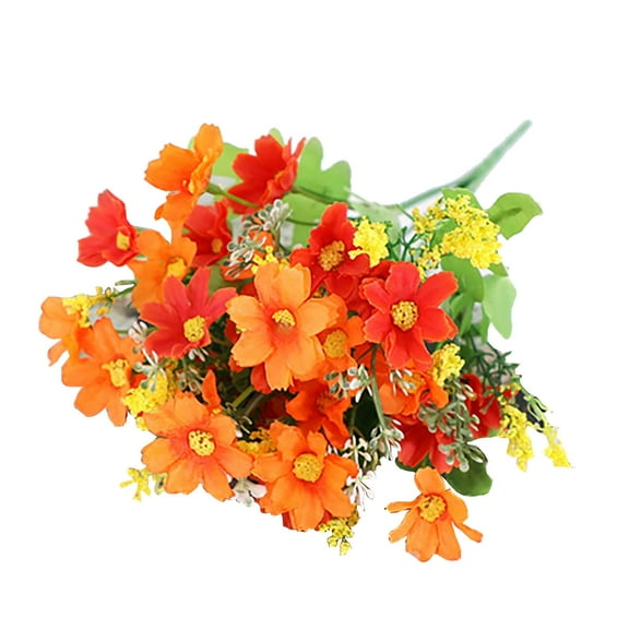 Fall Decor For Home Decorative Flower, Small Daisy, Home Decoration Orange Silk Flowers For Outdoors Fall Hydrangea Artificial Flowers Artificial Plants Outdoor Potted Outdoor Faux Mums