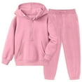 thumbnail image 6 of CAIVO Child Girls Long Sleeve Tops Pants Hooded Pullover And Jogger Pants Outfit Sets Soft Casual Two Piece Comfy Tracksuit Big Kids Youth Toddler Playwear Outfit Sets 9-10 Years, 6 of 9