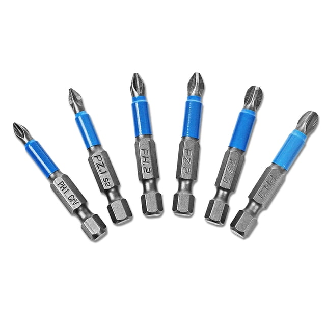 Broca de destornillador antideslizante de 50mm PH1/PZ1/PH2/PZ2/PH3/PZ3, taladro de aleación de acero, reparación de alta presión, herramientas manuales de trabajo de impacto ranurado, 6 piezas Kearding TO000834-02