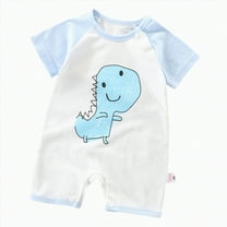 KPOPLK Baby Boy Girl Clothes Solid Color Button Romper Jumpsuit Long Sleeve One-Piece Fall Winter Outfit(Blue,18-24 Months)