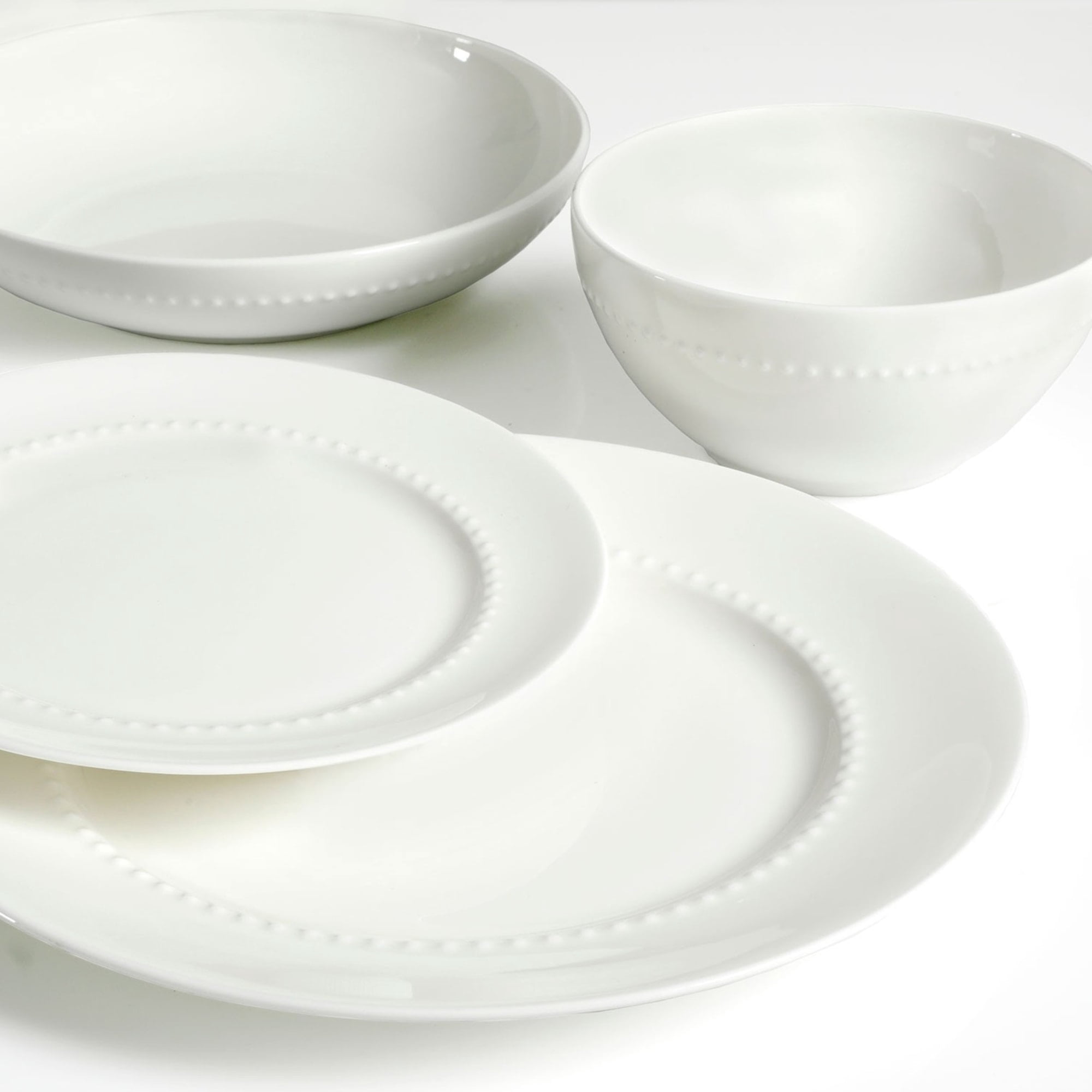 Gibson Elite Gracious Dining 16pc Bone China Double Bowl Dinnerware Set in White