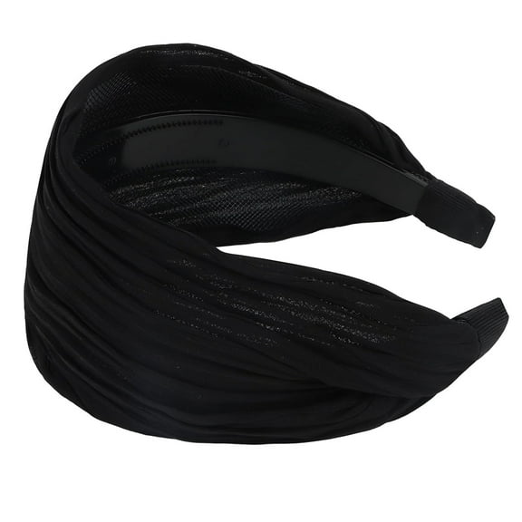LinYooLi Hairband, Boho Style Non-slip Wide Headband with Teeth, Fabric Headbands for Women's Hair, Large Head Bands for Women, Black (1 Count Pack of 1), Hair Accessories for Women Girls