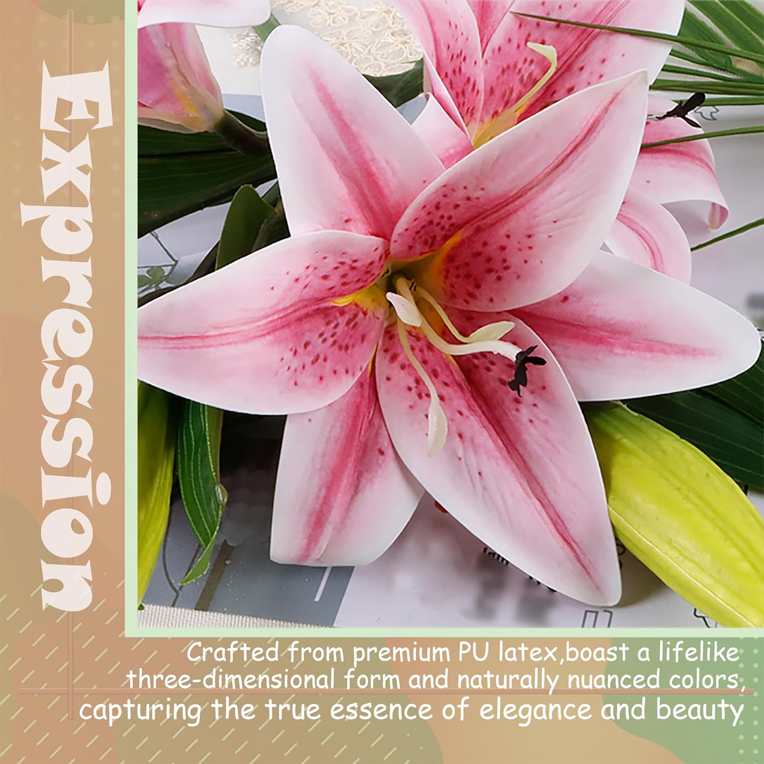 6pcs Tiger Lily Artificial Flowers, 15 Inch Faux Lilies Flower with 2 Blooms and 1 Bud, Latex Real Touch Easter Lily Flowers for Home Décor Centerpiece Wedding Bouquet,Deep Purple