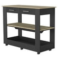 thumbnail image 5 of Nmkwnr 2 Drawers Kitchen Cart with 2 Shelves and Wheels, Wood Top Kitchen Island for Dining Room, Bar, Black+Brown, 5 of 7
