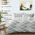 thumbnail image 3 of Blue Grey Duvet Cover Set Full Size, Morocco Geometric Plaid 4 Piece Soft Microfiber Bedding Set with 1 Duvet Cover, 1 Flat Sheet, 2 Pillowcases, 3 of 9
