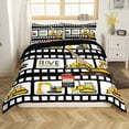 Construction Duvet Cover Set Excavator Toddler Bedding Sets for Boys
