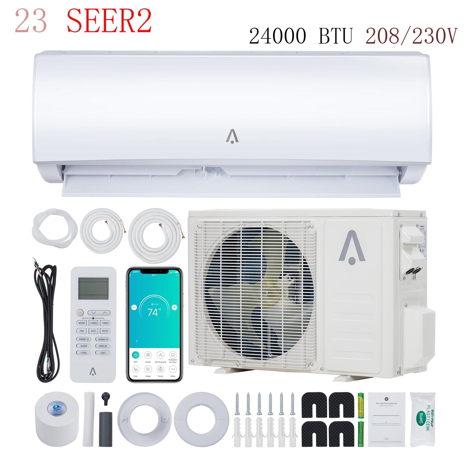 WhizMax 24000Btus Air Conditioner Mini Split 23 SEER2 INVERTER AC Ductless Heat Pump