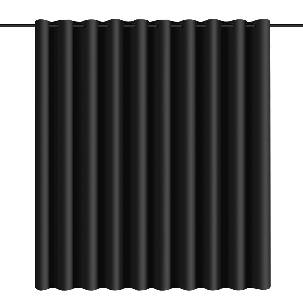 ANMINY Blackout Curtain Panels Solid Color Space Room Divider Screen Partition Fabric, 96"x120", Black