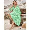 thumbnail image 3 of Womens Color Block Long Sleeve Boho Midi Dress Casual Beach Button Down Shirt Dress, 3 of 6