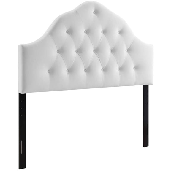 Pemberly Row Full Diamond Tufted Performance Velvet Headboard in White