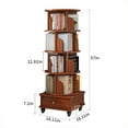 thumbnail image 2 of Tcbosik 4-Tier Rotating Bookshelf, Spinning Bookcase with Wheels, Round Storage Organizer for Bedroom, Living Room, Walnut Brown (No Drawer), 2 of 8