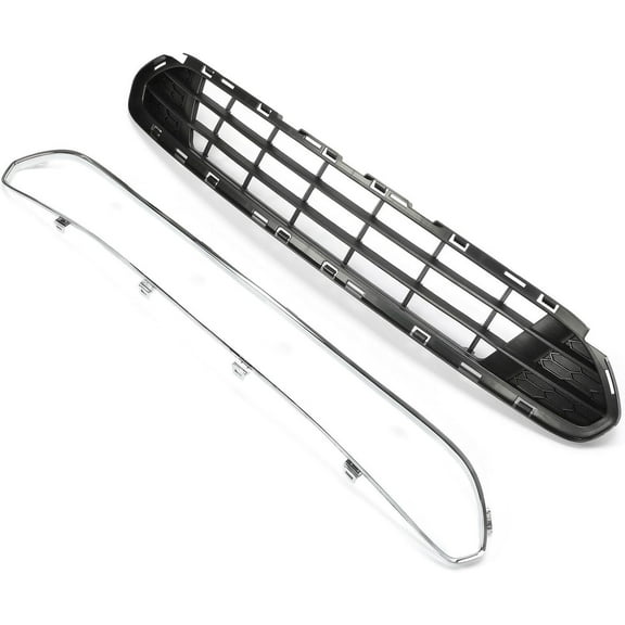 JIJIGUA For Ford for Fusion Hybrid/S/SE/SEL 10-12 Front Bumper Lower Grille w/Chrome Molding Trim Kit 2pcs Plastic 2pc Black Silvery AE5Z8200DA FO1036127